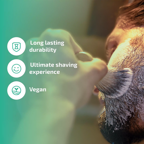 De voordelen van de scheerkwast: lange levensduur, ultieme scheerervaring en 100% vegan.