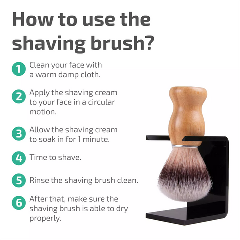 6 stappen waarop je de scheerkwast gebruikt.